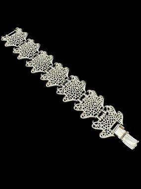 Vintage Silver Tone Links Bracelet Sarah Coventry Filigree Wide